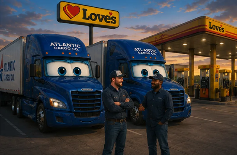 Two Atlantic drivers meeting at a truck stop
