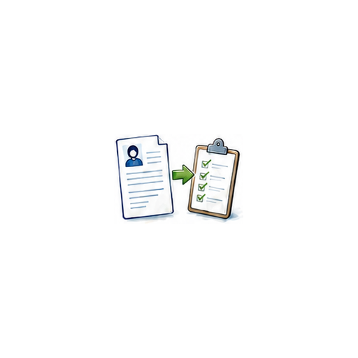 Illustration of a driver resume becoming a completed application checklist